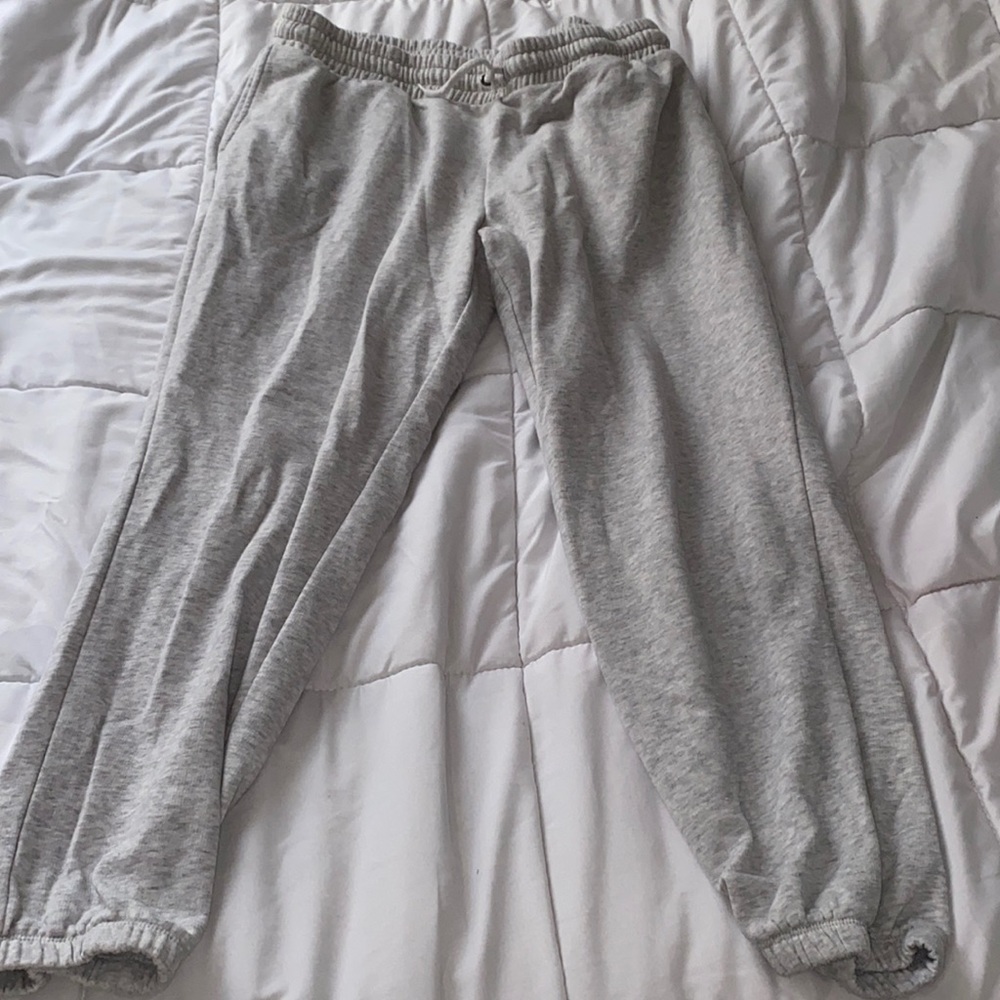 comfy gray sweatpants.